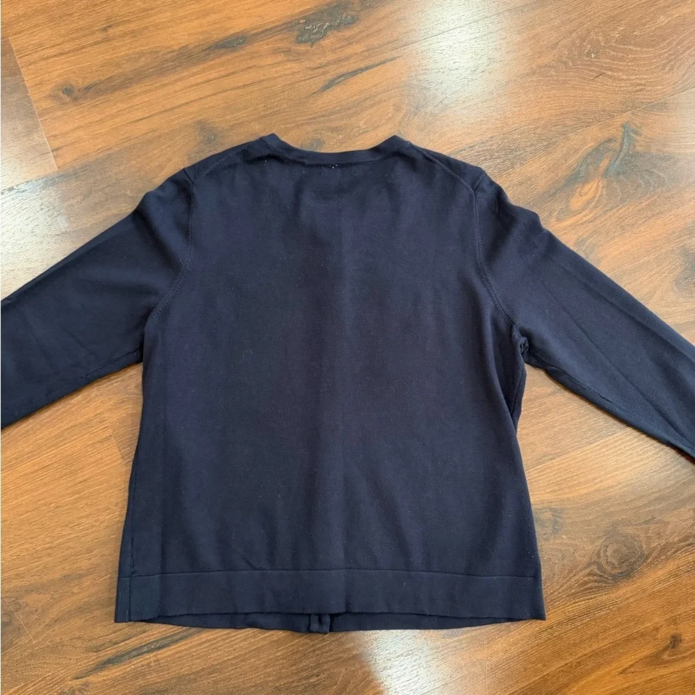 Charter Club women's navy blue bee collection embroidered cardigan Sz L - Picture 7 of 7